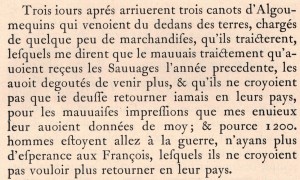 Champlain, Samuel de. 1973. «Quatriesme voyage du sieur de Champlain, capitaine ordinaire pour le Roy en la marine, & Lieutenant de Monfeigneur le Prince de Condé en la Nouvelle France, fait en l’an 1613». Dans Œuvres de Champlain. Éditions du jour : Montréal, p.439